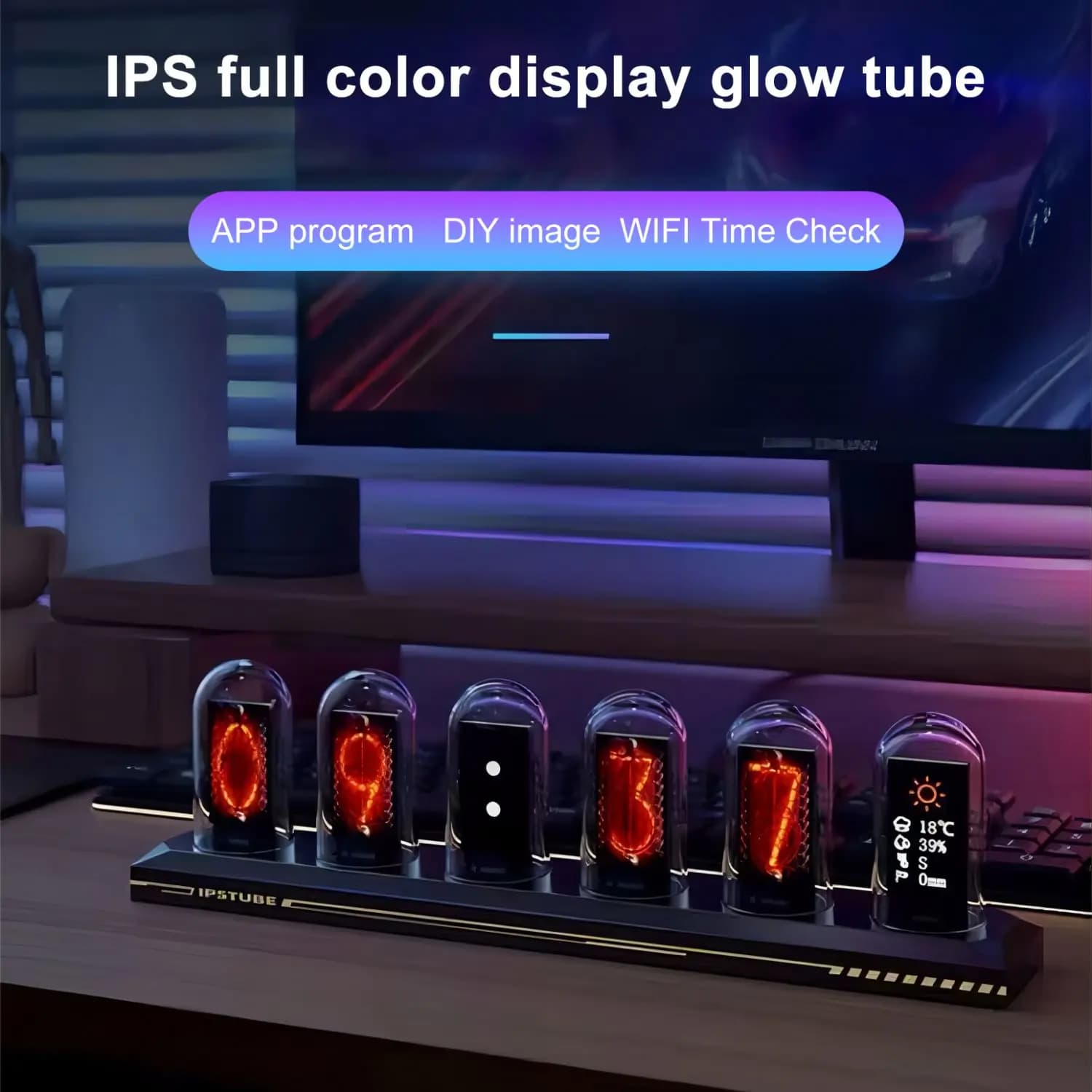 Horloge à Tube lumineux RGB, veilleuse électronique LED, lampe de Table silencieuse, montre numériqu