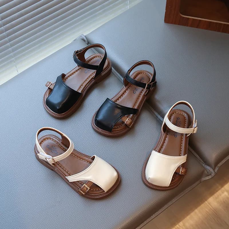 Nouvelles sandales plates élégantes pour enfants, collection été 2026, style princesse, à semelle so