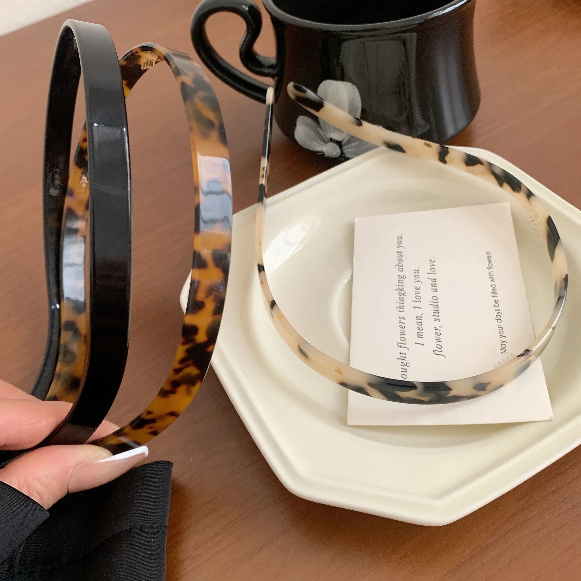 Bandeau à lunettes en acrylique, bandeau fin et doux, imprimé léopard, pince à cheveux pour femmes, 