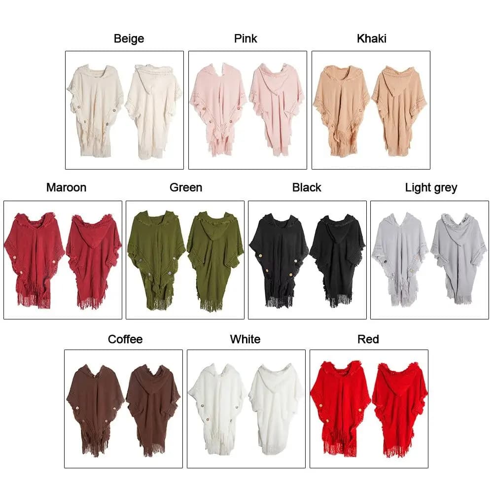 Partie de mariage bohème à capuche tricoté châle hiver chaud bouton dames gland Cape enveloppes écha