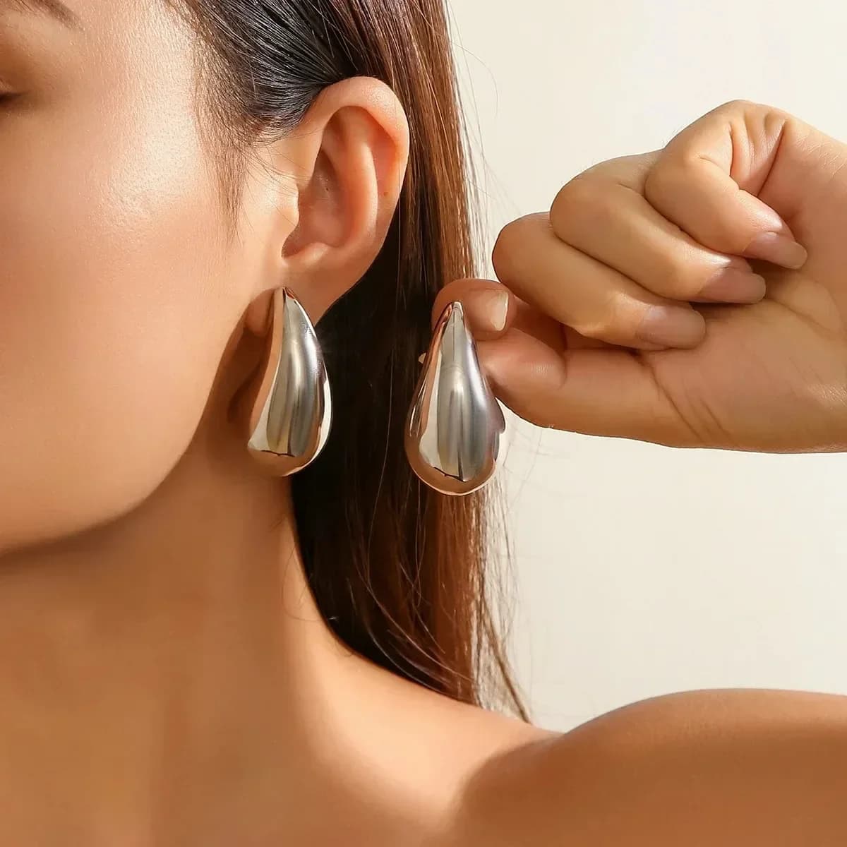 Boucles d'oreilles créoles en forme de goutte d'eau pour femme, argent regardé 925, plaqué or 18 car