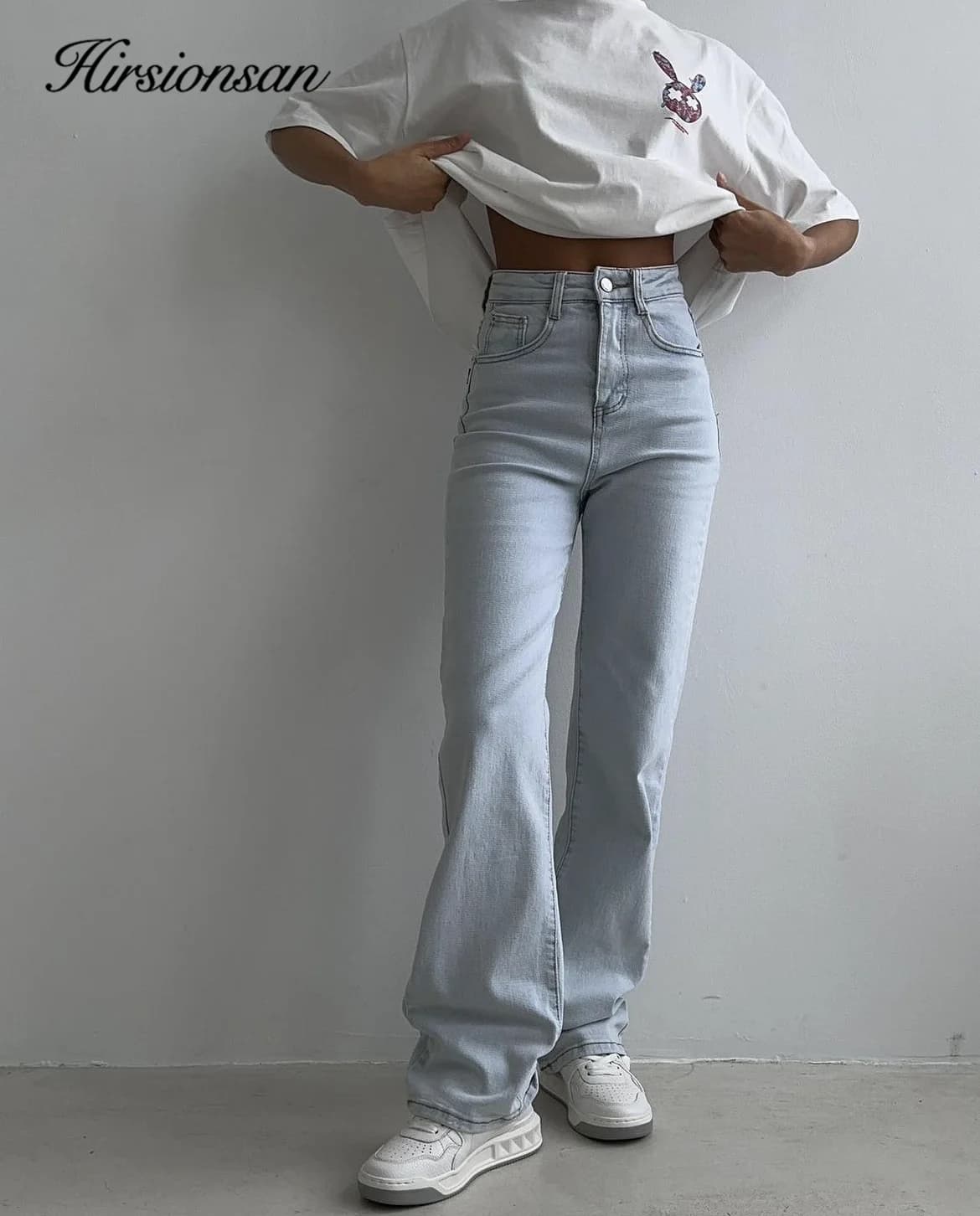 Hirsionsan-T-shirt imprimé Kawaii pour femme, 100% coton, col rond, vintage, basique, décontracté, c