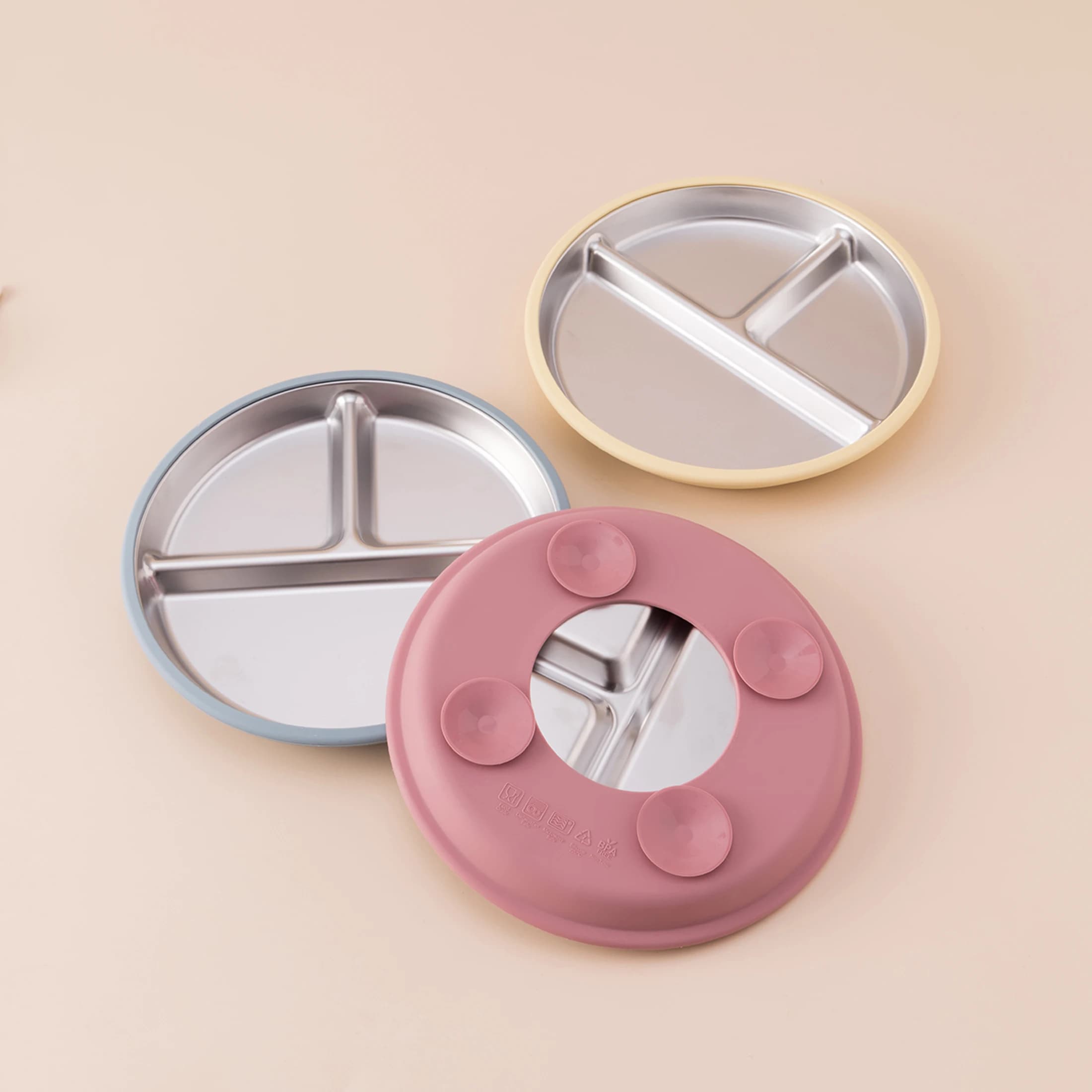 Assiettes à vaisselle en acier inoxydable, ensemble d'alimentation pour bébé avec bol à ventouse en 