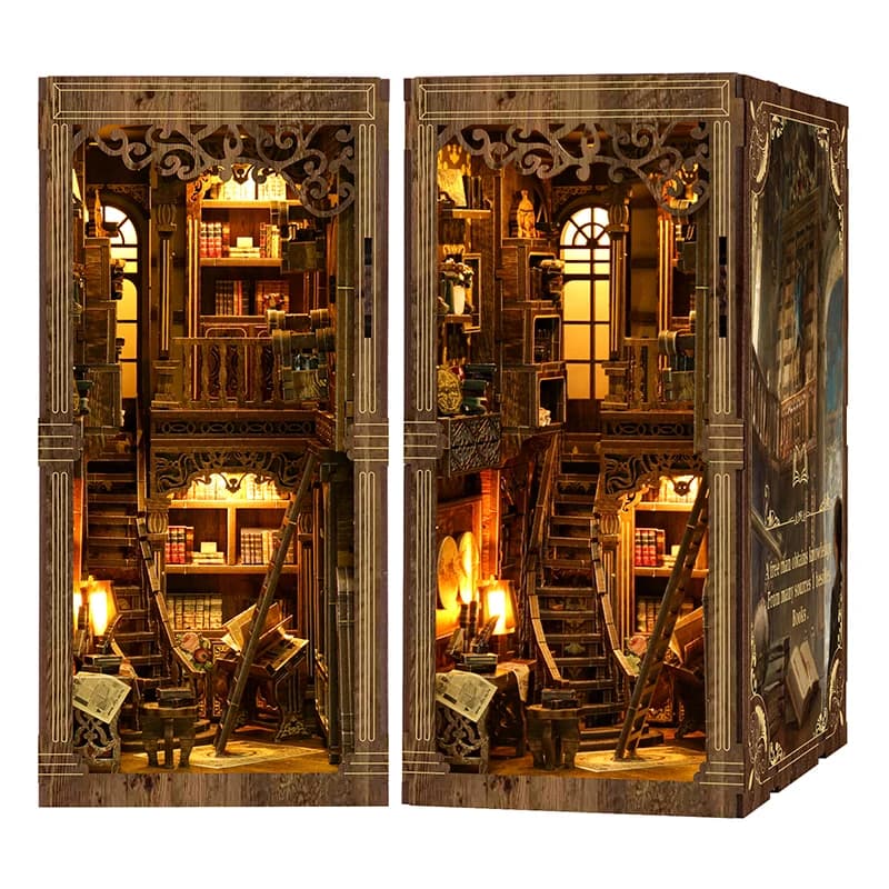 Kit de bricolage de coin de livre en bois pour salle de collection de livres Vintage, modèle de mais