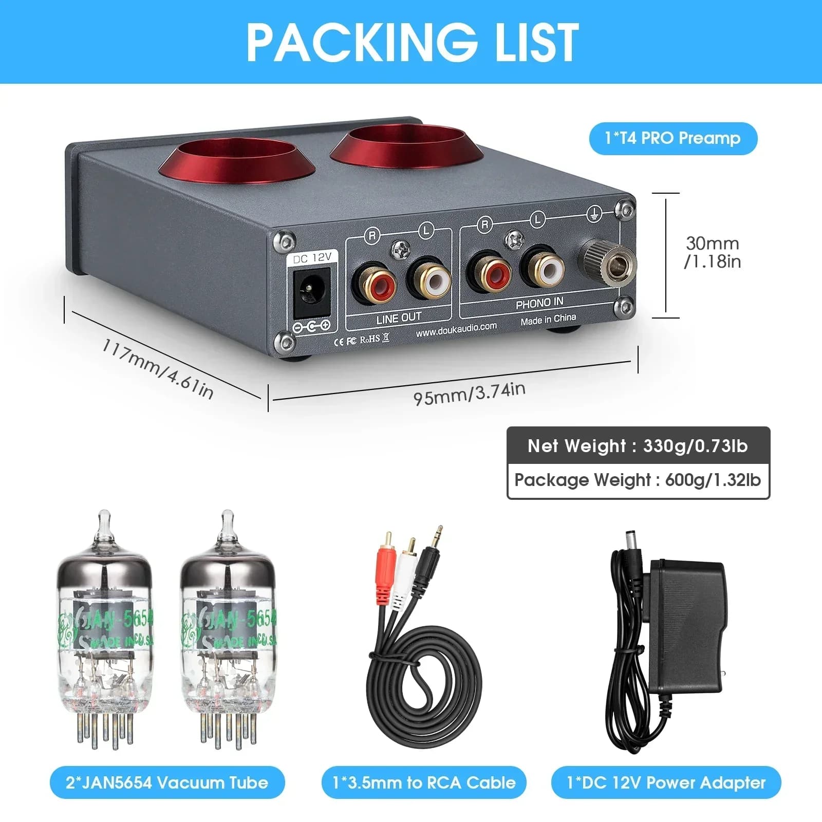 Douk Audio-Mini Préampli à Tube à Valve, Phono de Scène, Sauna, Audio Stéréo HiFi pour Téléphone, Co