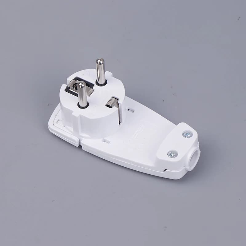 Prise extra plate 250 V (16 A), adaptateur de prise blanche avec poignée pliante et protection des c