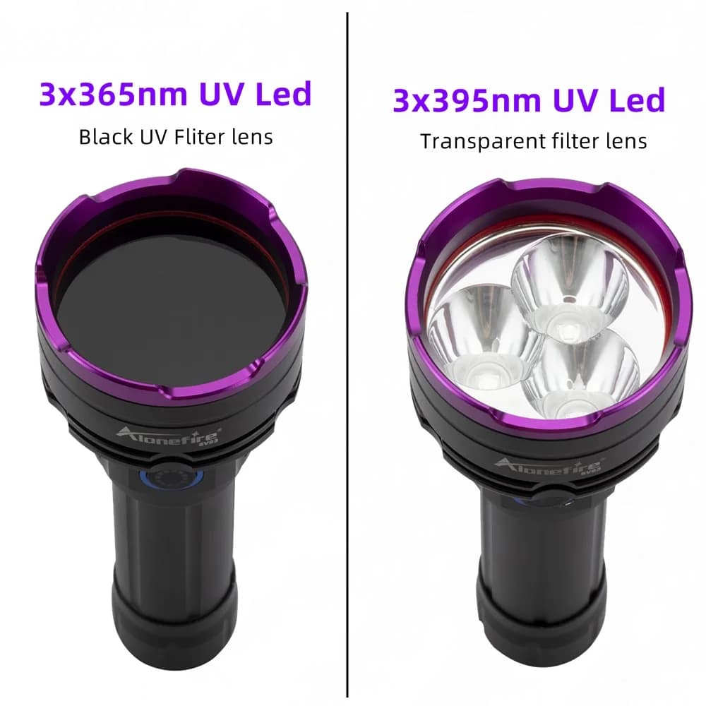 3 Led 30W 365nm/395nm lampe de poche UV haute puissance durcissement aux ultraviolets Scorpion miner