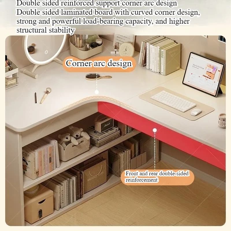 Bureau d'ordinateur, bureau à domicile, bureau de chambre, bibliothèque intégrée, bureau d'angle mul