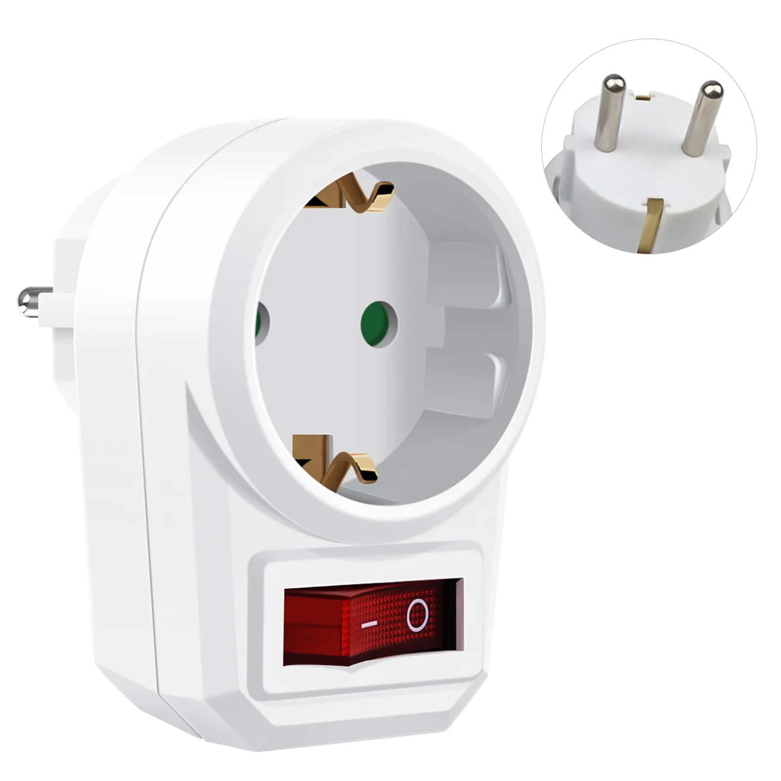 Adaptateur secteur EU avec interrupteur, prise standard européenne, adaptateur allemand, prise élect