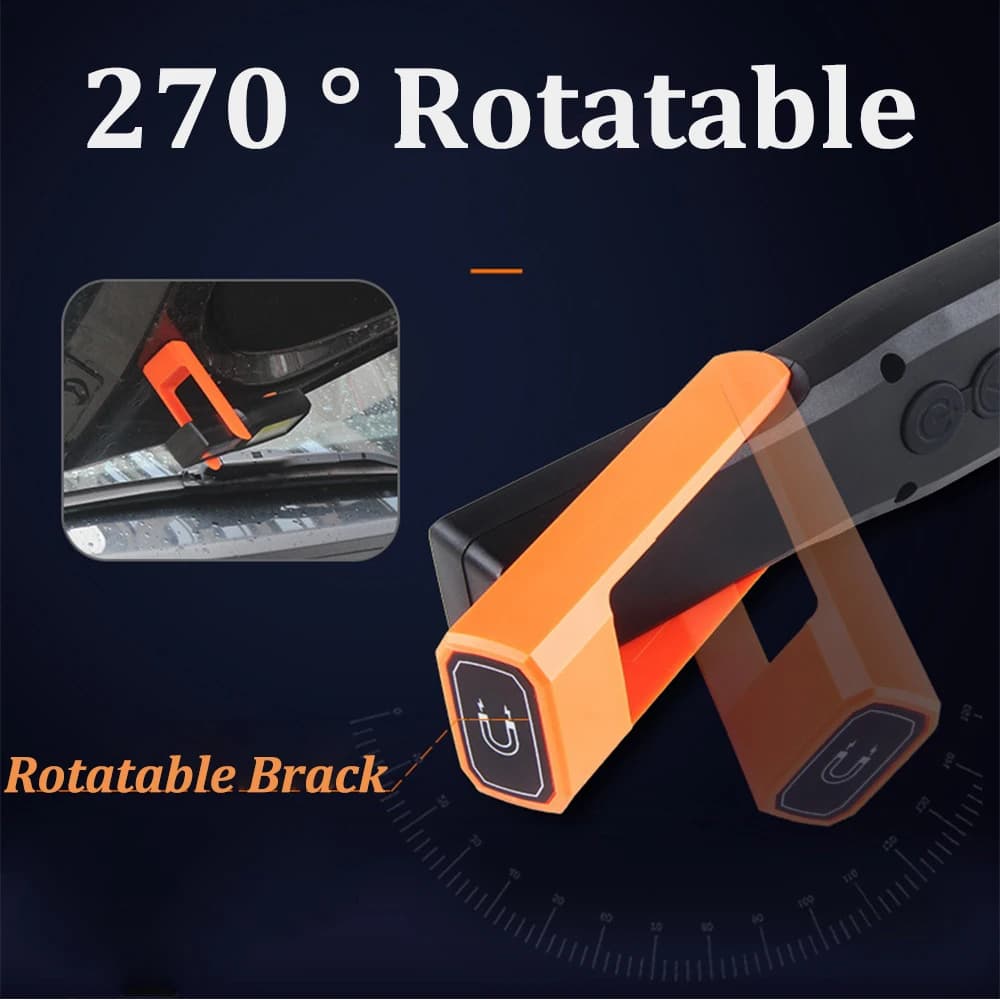 Lampe de travail LED COB injuste, lampe de mécanicien de garage de voiture, lampe de poche aste USB,