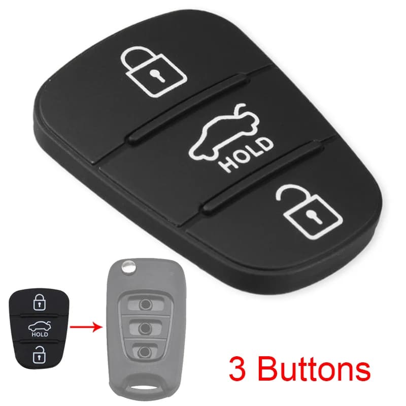 Coque de clé télécommande de voiture à 3 boutons, coussinet en caoutchouc adapté à Hyundai Solaris A