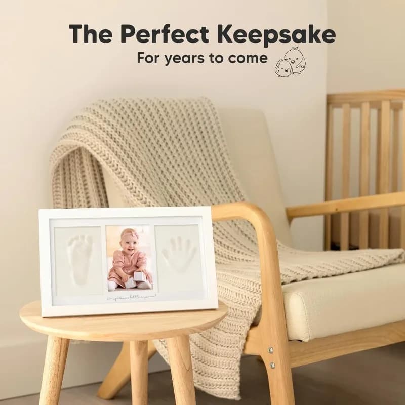 Kit d'argile pour empreintes de mains de bébé, cadre photo souvenir pour nouveau-né avec vitrine pou