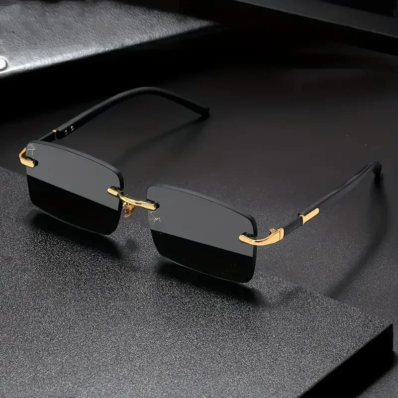 Lunettes de soleil rectangulaires sans monture pour hommes et femmes, nuances populaires, petites lu