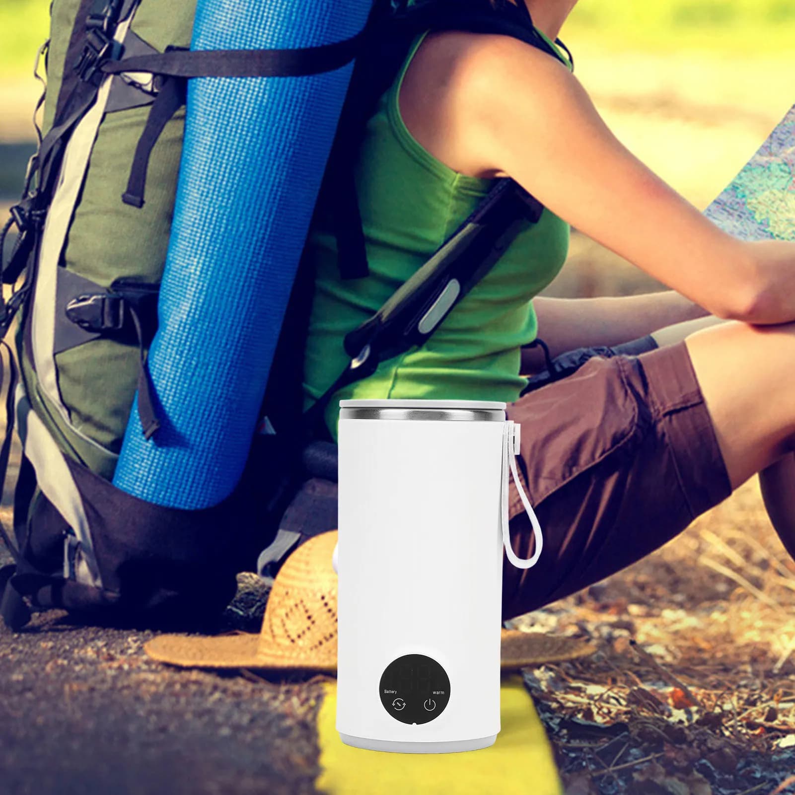 Bouilloire Électrique de Voyage Sans Fil, Rechargeable, 400ml, 55 °C, en Acier Inoxydable, Eau Chaud