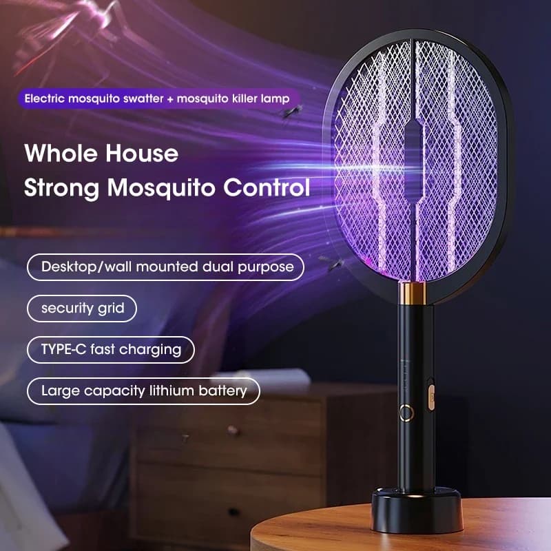 Lampe électrique anti-moustiques 3000V, lumière UV intelligente, Rechargeable, tapette à mouches, po