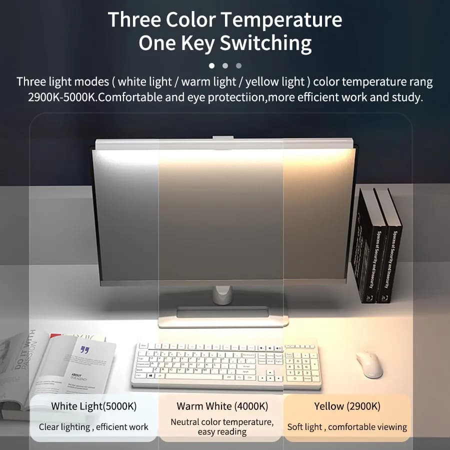 Barre lumineuse pour moniteur d'ordinateur, lampe de bureau USB, lumière de lecture d'étude, lampe d