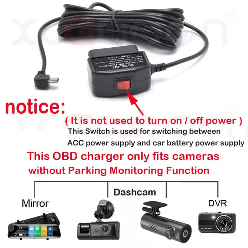 XCGaoon – Kit de voiture 24h, câble de chargement 5V 3A avec Port Mini micro USB, pour XiaoMi 70Mai 