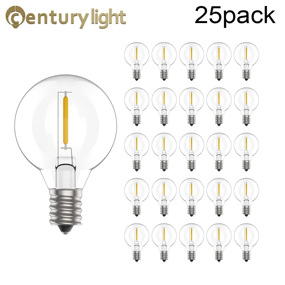 Guirlande lumineuse Led Vintage G40, ampoule de remplacement, 1W, Globe incassable en plastique, Min
