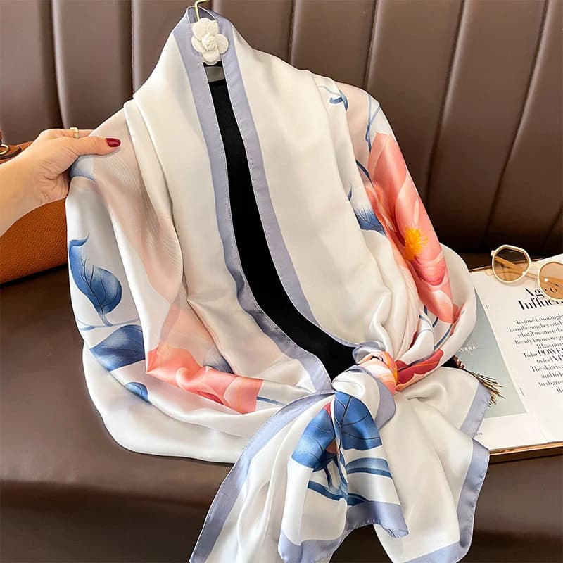 Écharpe Hijab en Satin pour Femme, Design à la Mode, Étole de Plage, Protection Solaire d'Été, Foula