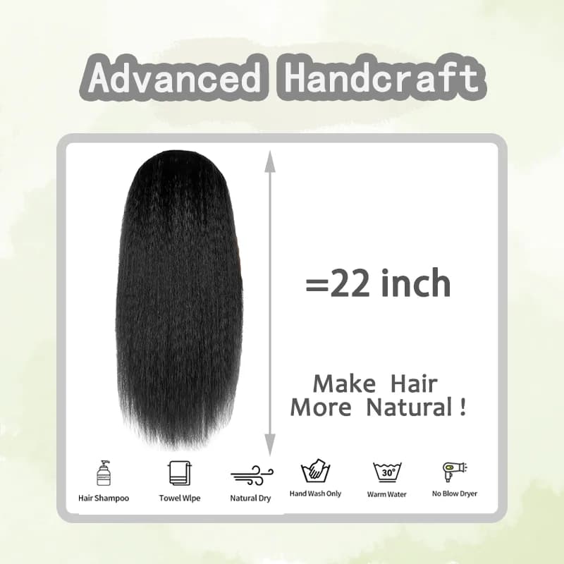 Perruque Synthétique Longue Crépue Lisse de 22/28/30 Pouces, Sans Colle, Pré-Customisée, Yaki, pour 