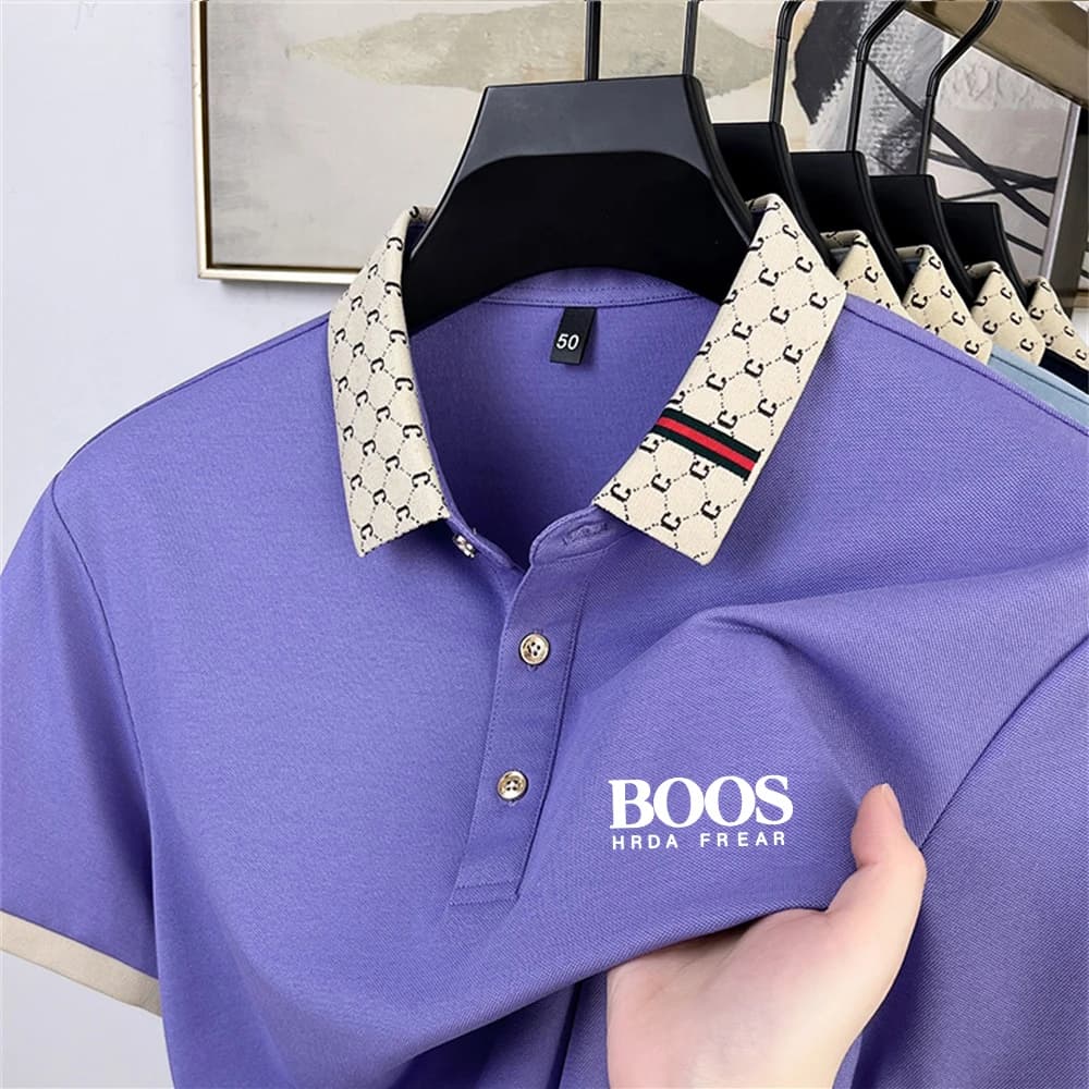 Chemise polo à manches courtes en soie de mûrier, nouveau style d'été pour hommes, tendance et décon