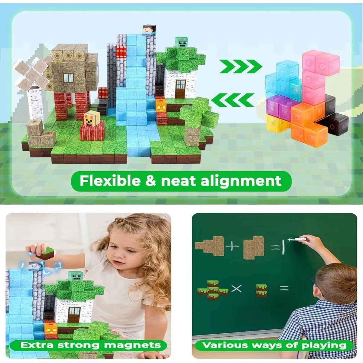 Blocs de construction magnétiques Mine World, ensemble de jouets en briques de forêt magnétiques, jo