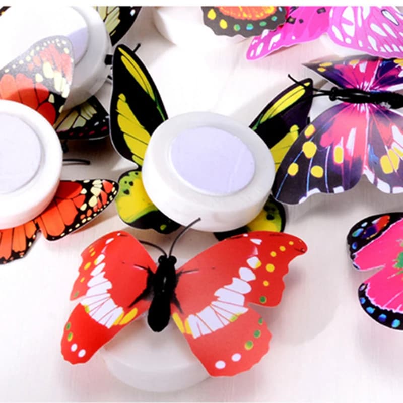 2/1 pièces LED coloré papillon veilleuse bricolage LED réfrigérateur aimant fête mariage salon chamb