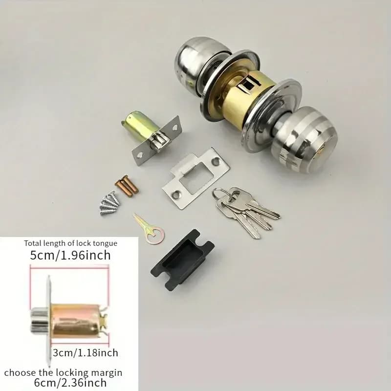 Poignée de porte blindée avec serrure, pour accessoires de chambre, boutons en acier inoxydable, séc