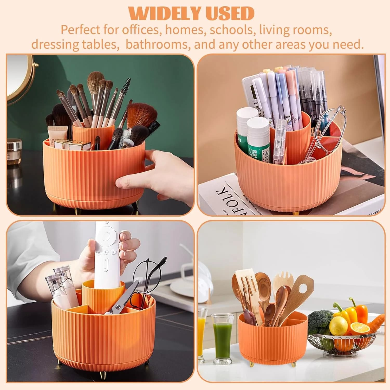 Porte-pinceaux de maquillage 360 °   Organisateur rotatif à 5 fentes, rangement de bureau multifonct