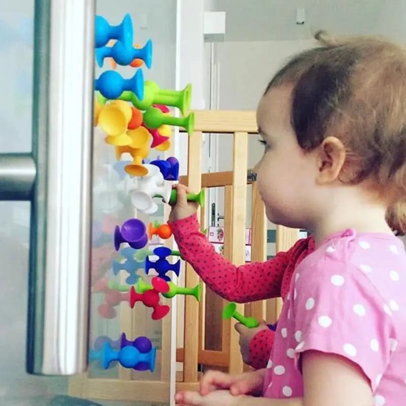 19 pièces ventouses assemblés jouets drôle bloc de Silicone modèle jouets de Construction ventouse v