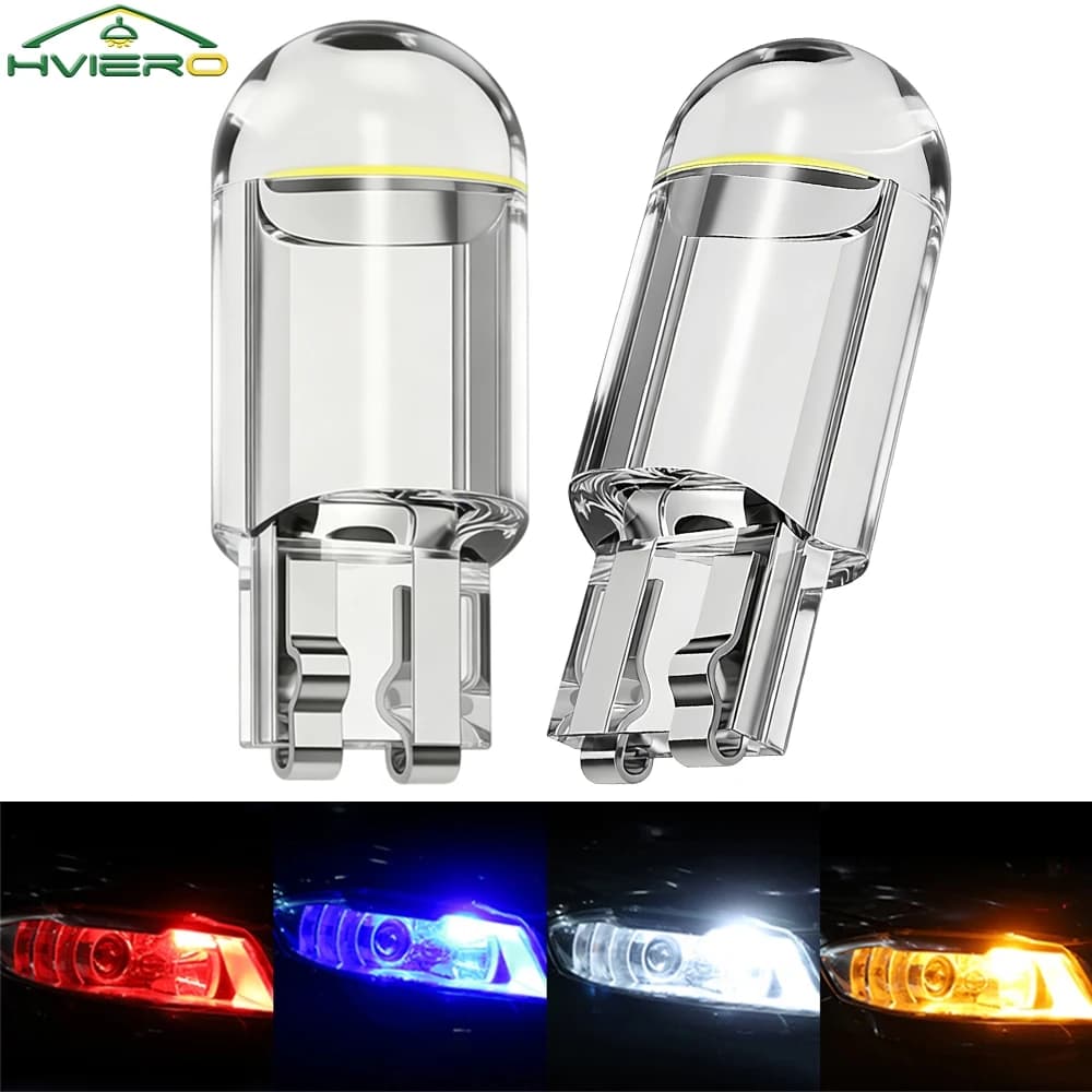 Ampoules LED Cob en verre pour voiture, 10 pièces, W5W 194 T10, lampe de plaque d'immatriculation, d