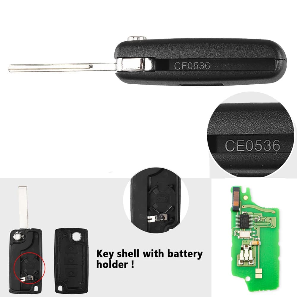 KEYYOU – clé télécommande à 2/3 boutons, 433MHz, pour voiture citroën C1 C2 C3 C4 C5 Berlingo Picass