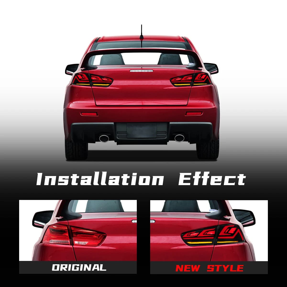 Feux arrière pour Mitsubishi Lancer Evo berline 2008 2009 2000 2011 2012 2013 2014 2015 2016 2017, f