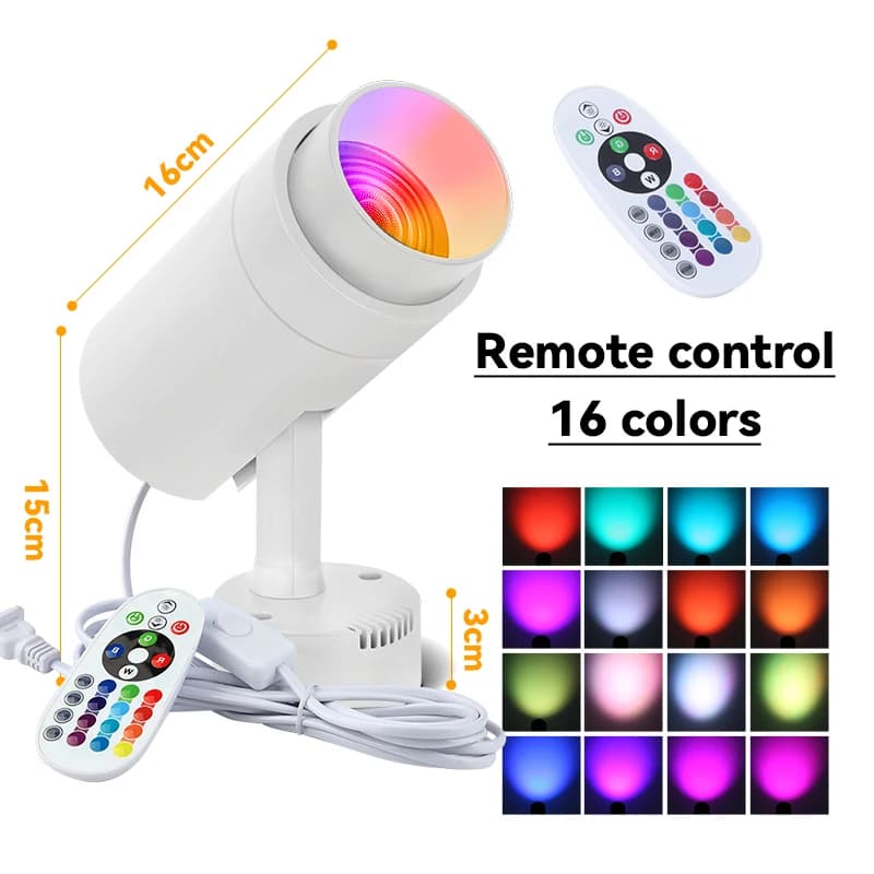 Projecteur de Scène LED RVB avec Télécommande 16 Couleurs Angle Libre Lumière Ambiante Décoration In