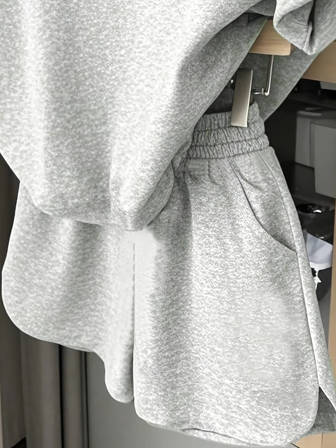 Ensemble tendance pour filles, 2 pièces, t-shirt oversize uni et short à fente latérale taille haute