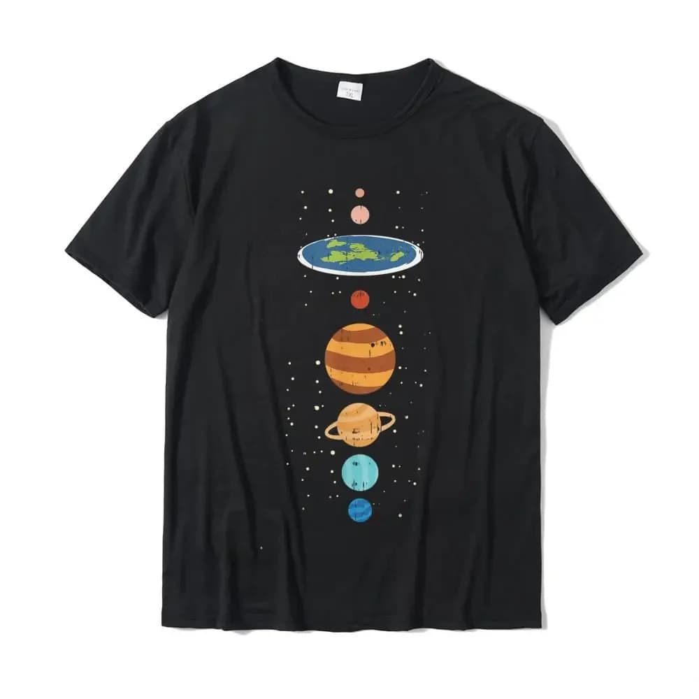 T-shirt plat en coton pour hommes, tee-shirt mignon, tee-shirt drôle de la théorie du complot, terre