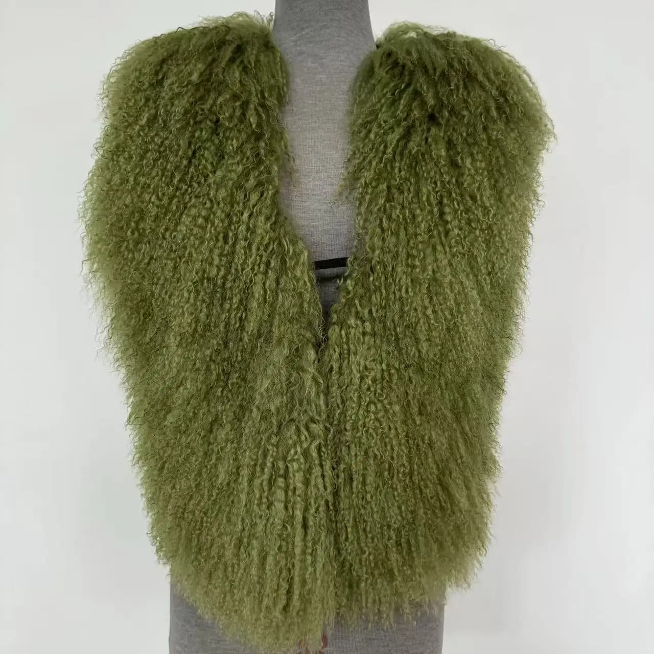 Gilets à col en V profond pour femmes, veste dos nu, haut moelleux, manteau à licou en fourrure mong