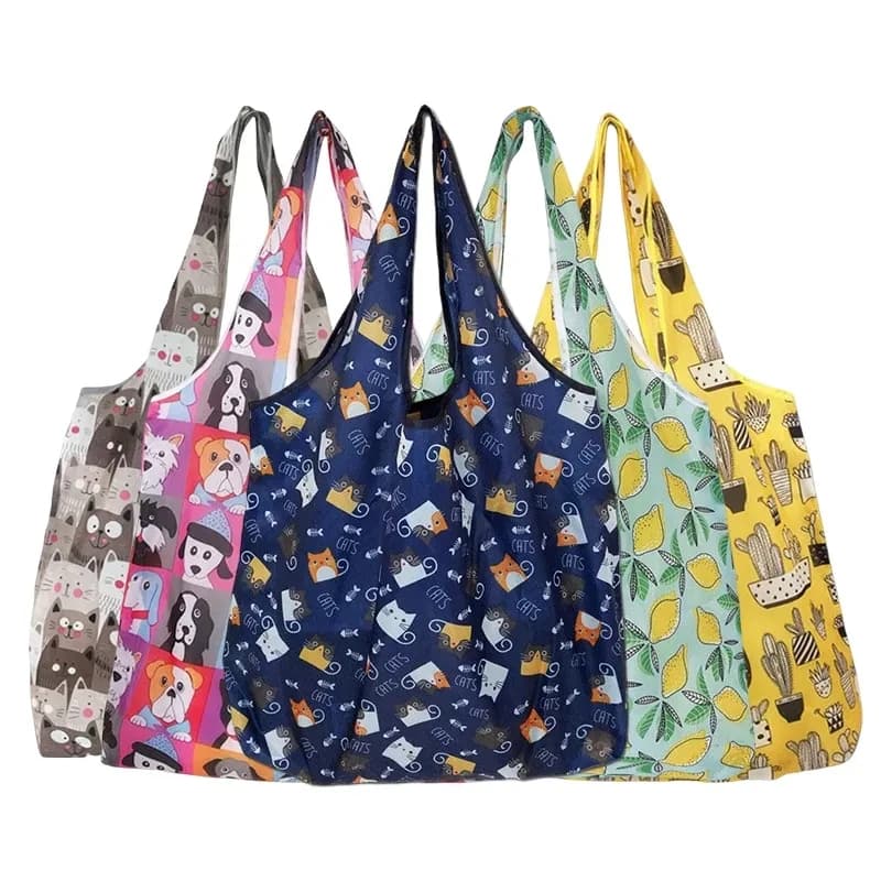 Sacs à provisions pliables grande taille en Nylon épais grand fourre-tout ECO réutilisable Polyester