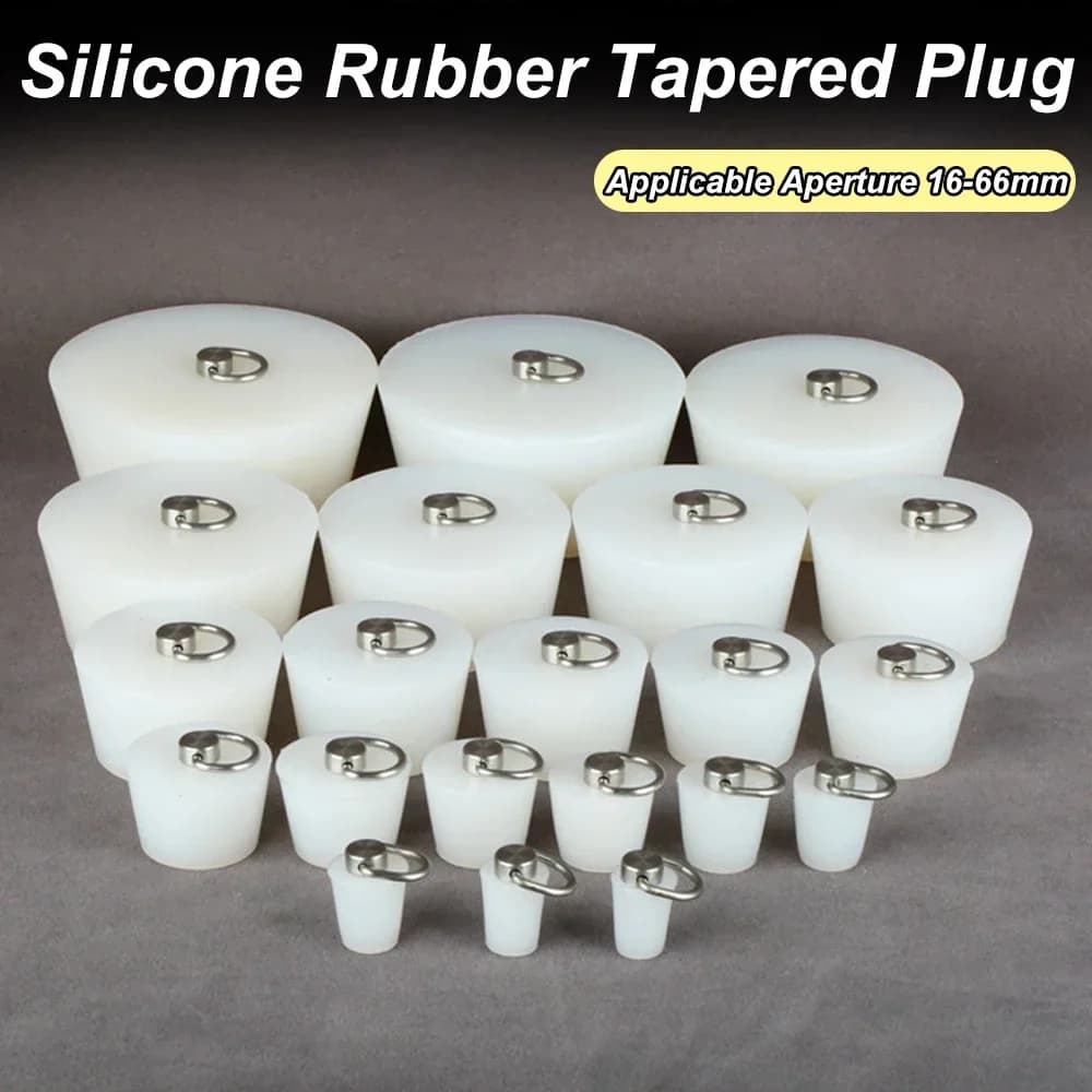 Bouchon Conique en Caoutchouc de Silicone de 16 à 66mm, Bouchons Solides avec Anneau en D en Acier I