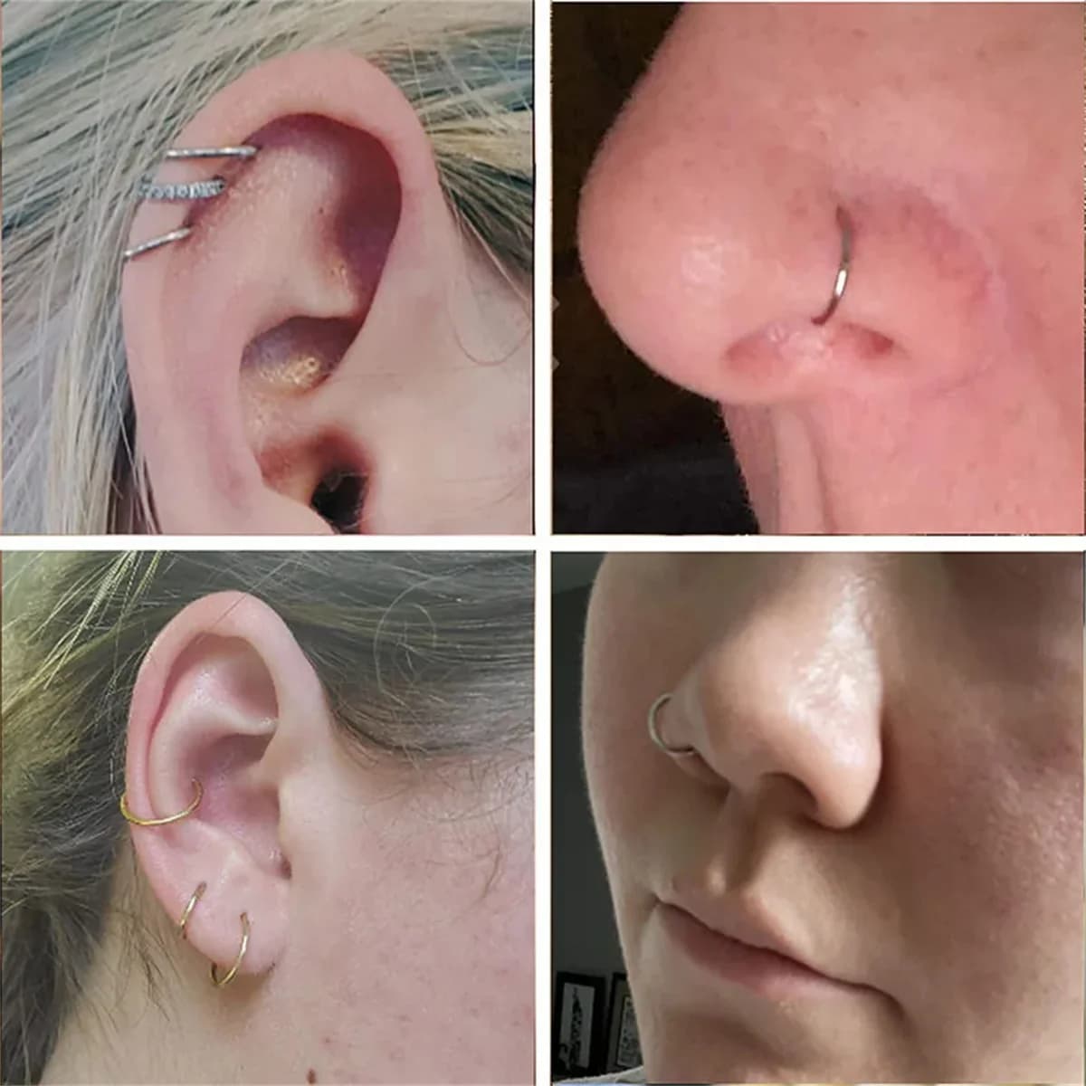 Anneaux de nez articulés en acier inoxydable, 5/10 pièces, 16G, cerceau, Septum, Clicker, Tragus, He