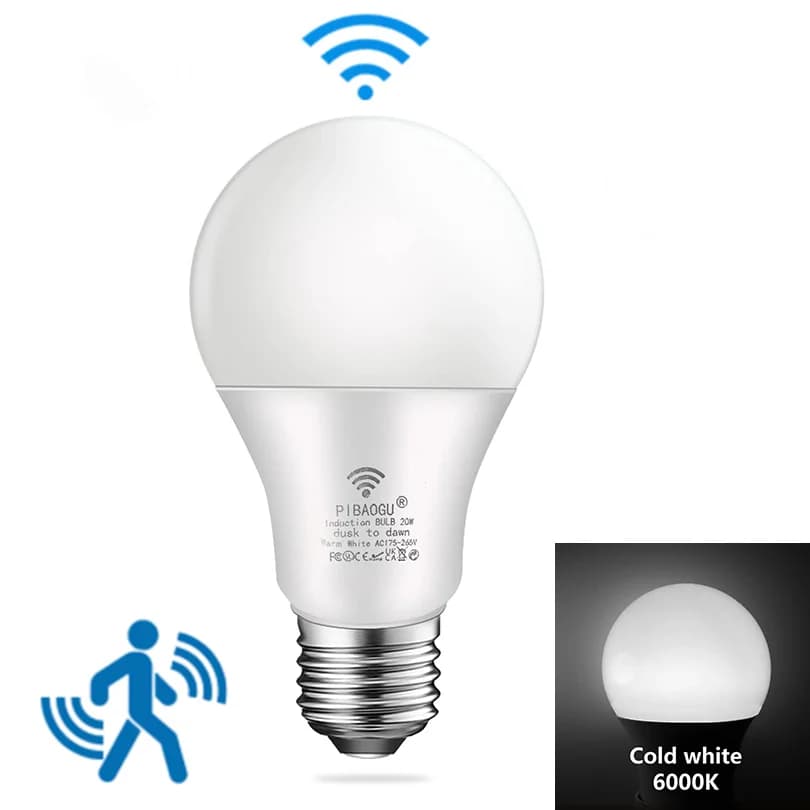 Lampe à capteur de mouvement PIR 220V, 6 pièces, ampoule LED 9W 12W 15W 18W avec capteur de mouvemen