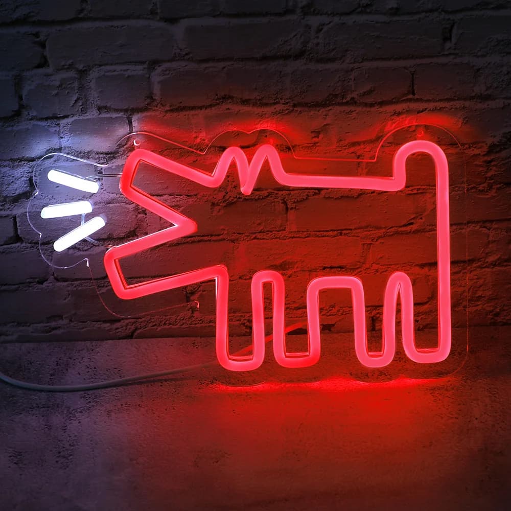 Signe Néon LED pour Chiot Aboyant, Décoration d'Animalerie avec Lumière, Cadeau Personnalisé pour An