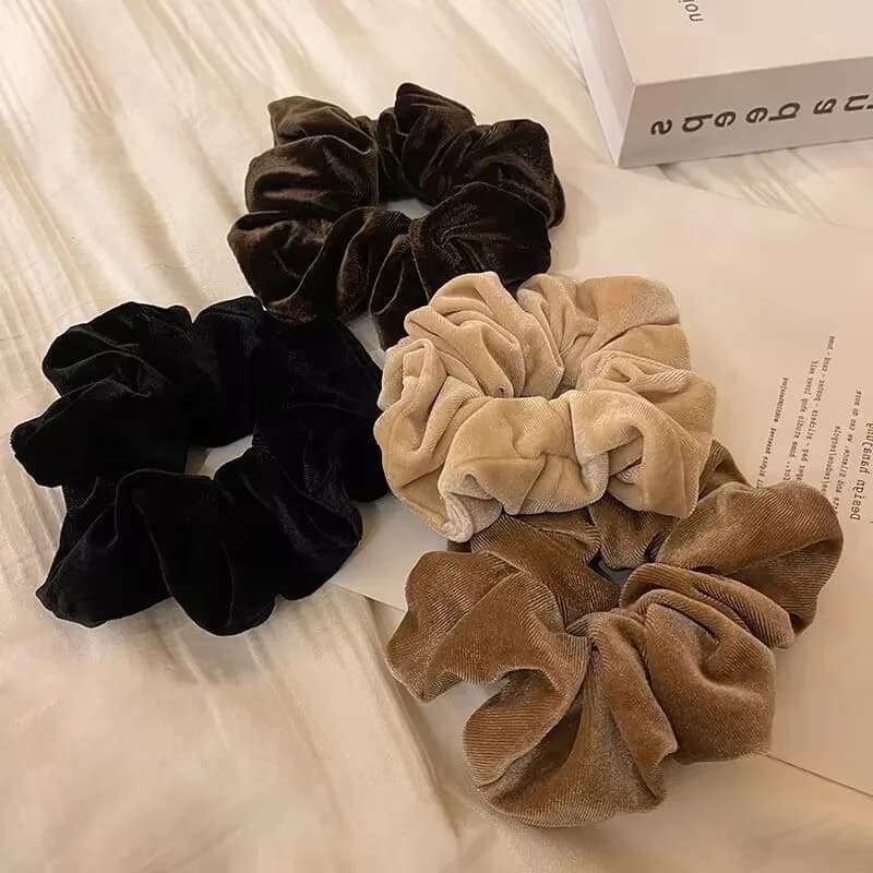 Chouchous pour cheveux pour femmes, 1 à 4 pièces, Vintage, velours, couleur unie, boucle pour cheveu