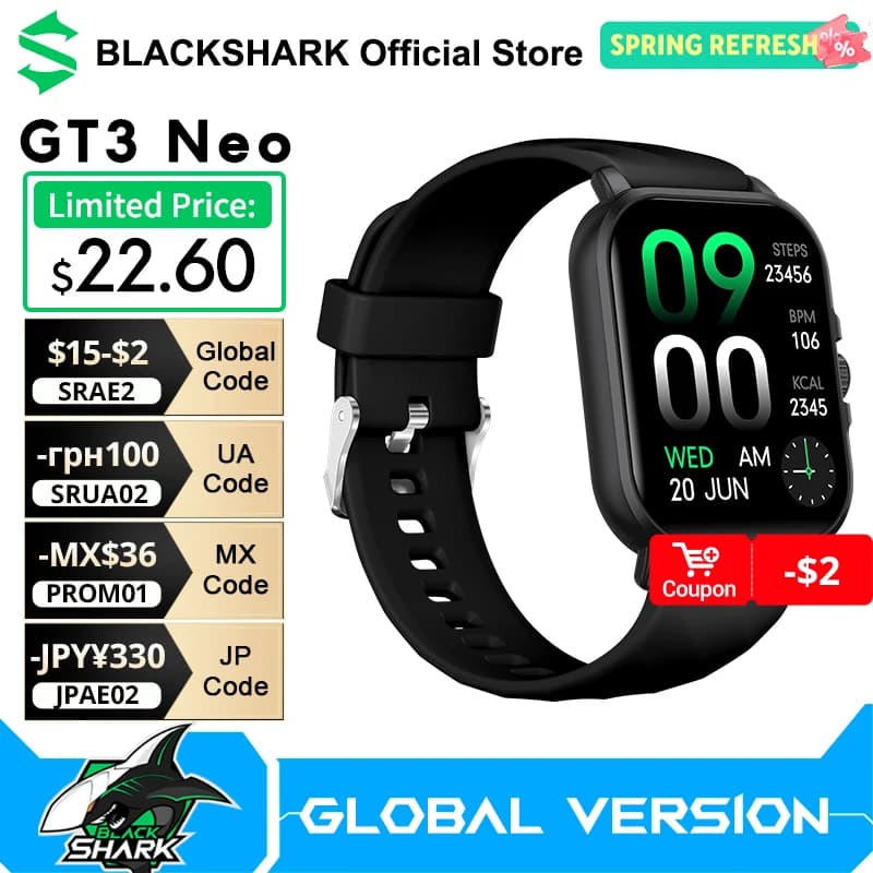 Nouvelle montre connectée Blackshark GT3 NEO avec écran TFT de 2,01'', autonomie de 7 jours, plus de