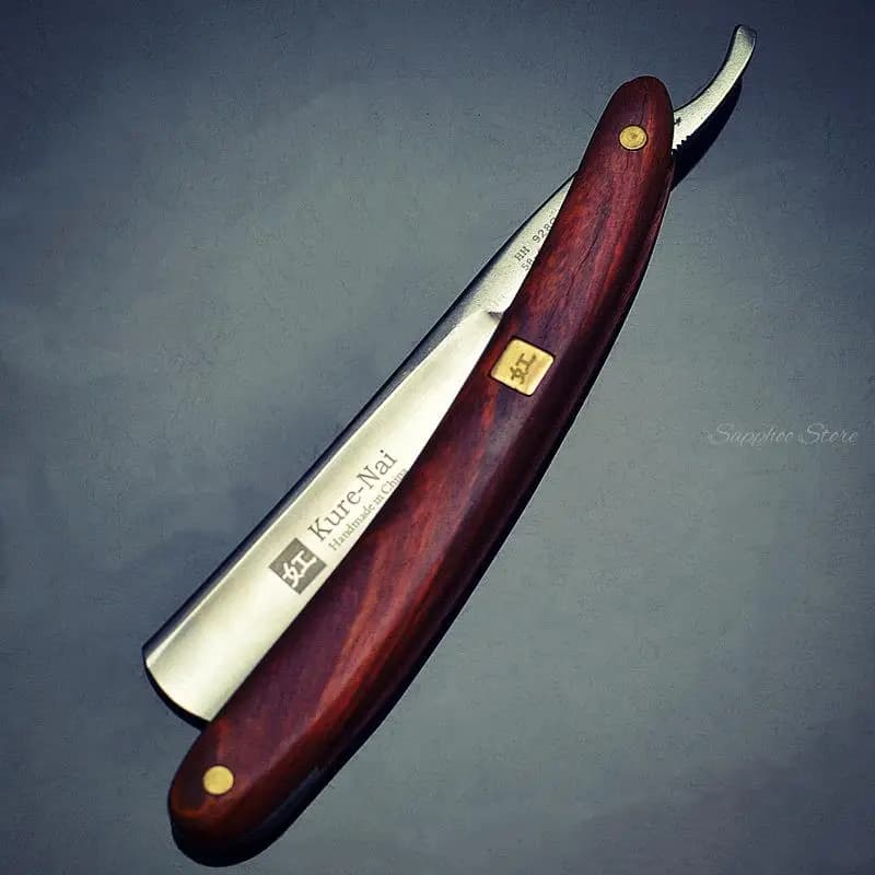 Rasoir droit en acier au carbone S45C pour salon de coiffure, manche en bois de santal, couteau de r