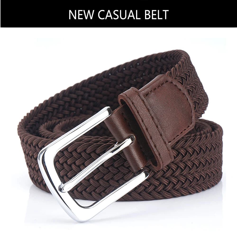 TUSBottles-Ceinture tressée sans trou pour hommes, ceinture tissée élastique, simple et sauvage, mod