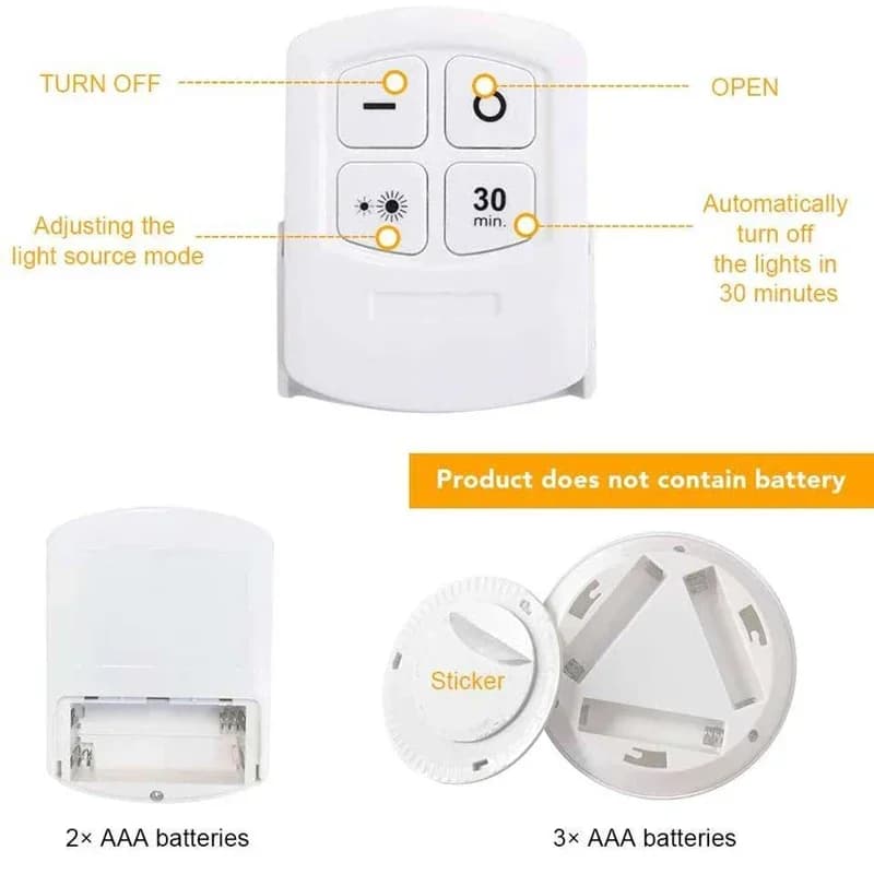 Lampe de nuit LED sans fil avec télécommande, 3W, super lumineuse, COB, sous éclairage, intensité va