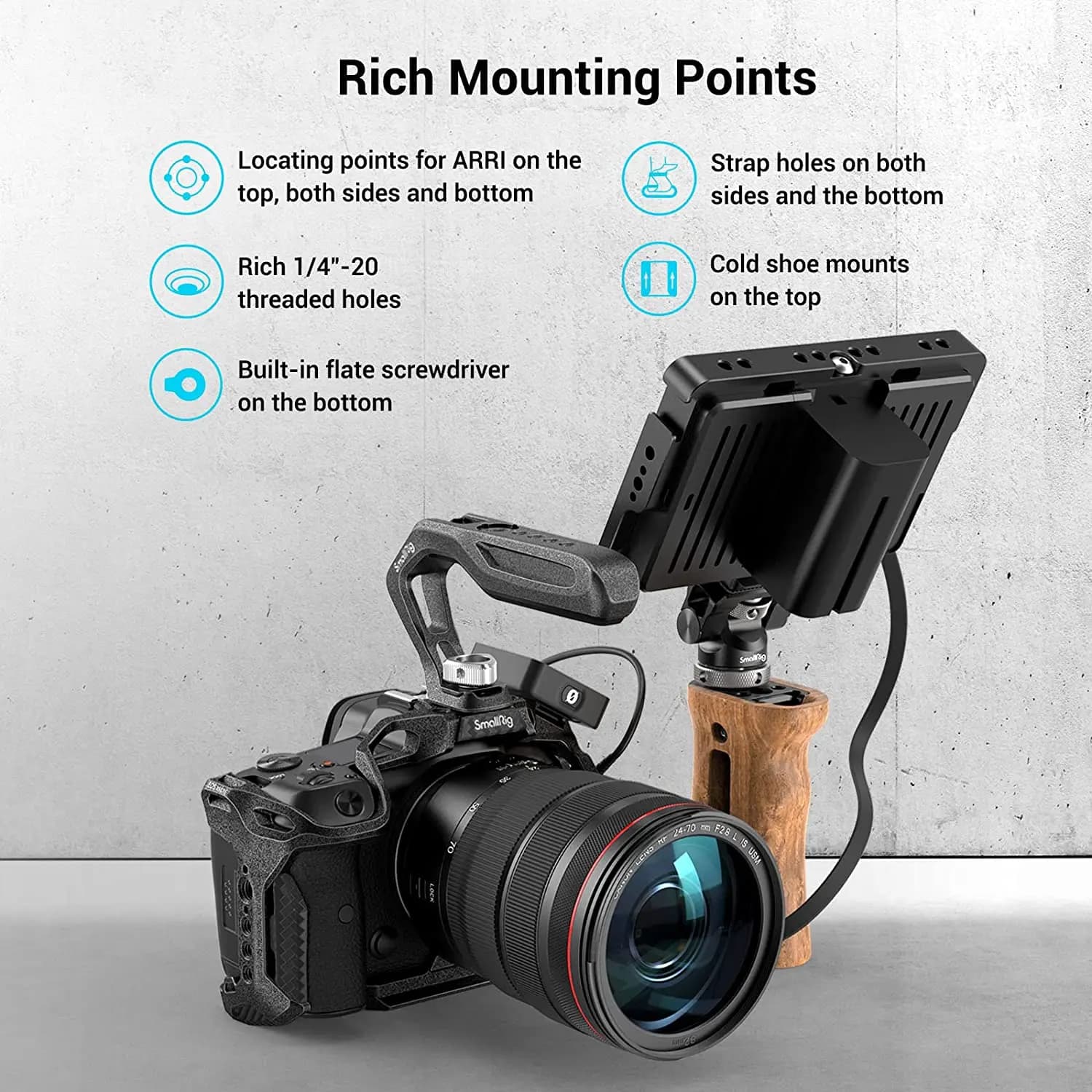SmallRig – Cage de caméra sans miroir pour Canon EOS R5/EOS R5 C /EOS R6, en alliage d'aluminium, Ca