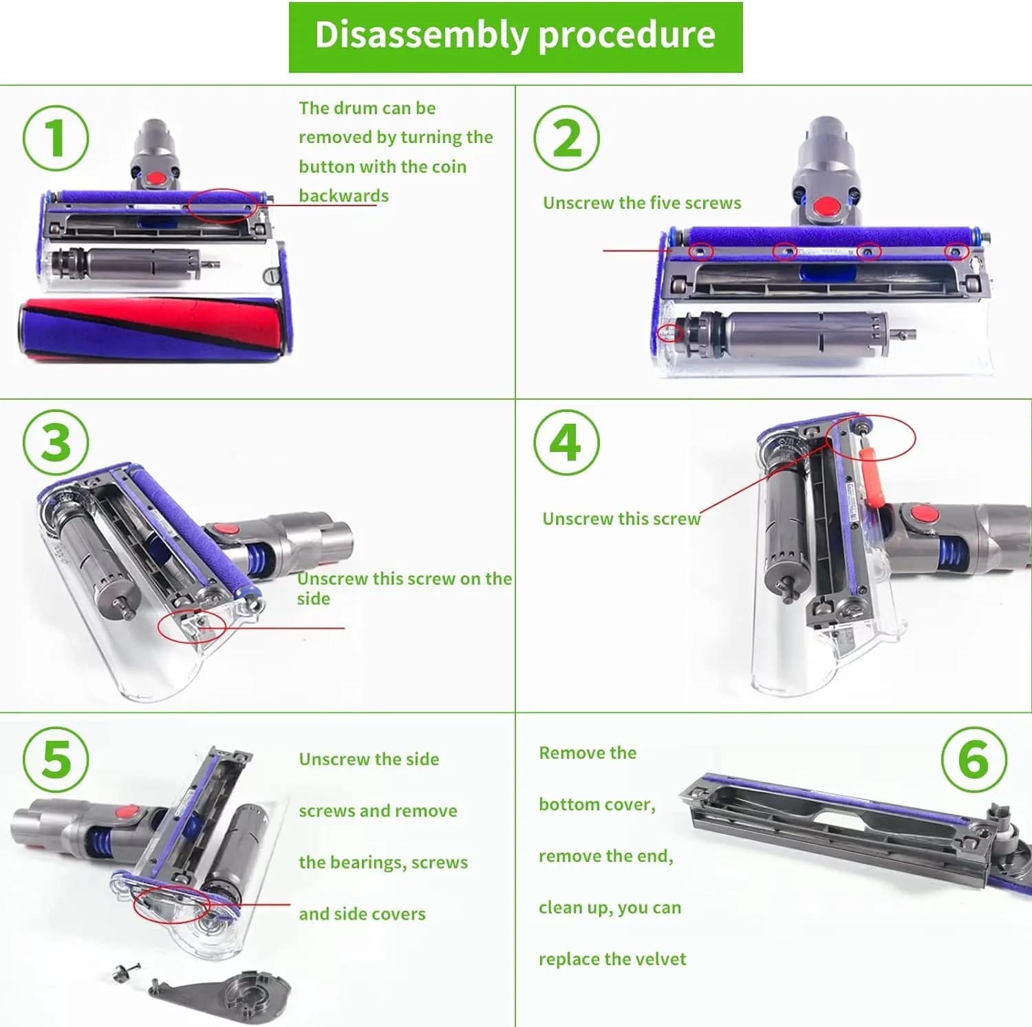 Bande de remplacement en peluche douce pour Dyson V6 V7 V8 V10 V11, tête de nettoyage à rouleau soup
