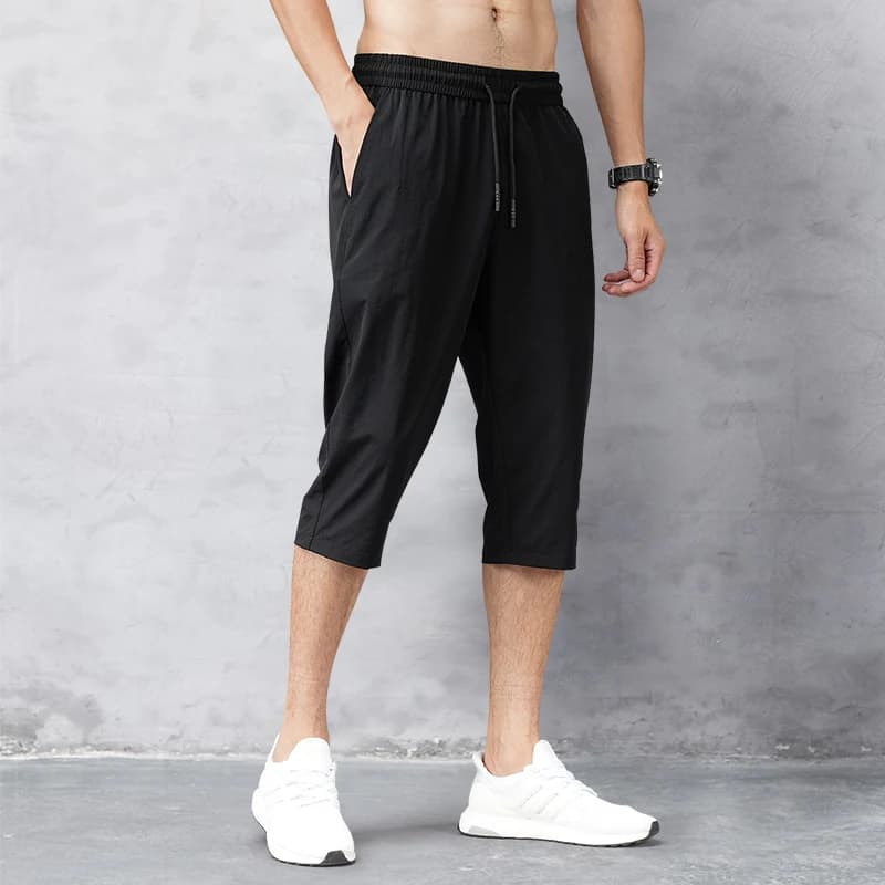 Pantalon court d'été pour hommes, pantalon extensible respirant au toucher glacé, short polyvalent d